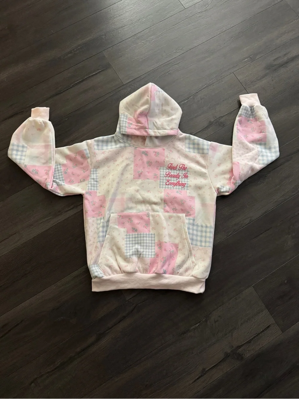 Altar’d State Pink Patchwork Hoodie size XS